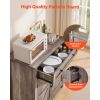 Farmhouse Coffee Bar Cabinet with Barn Doors, Drawer & Adjustable Shelves