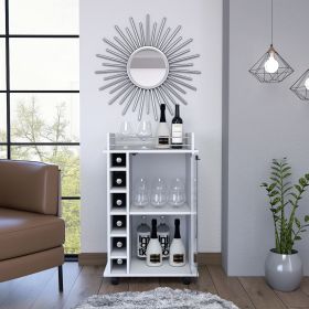 Multifunction Rolling Storage Cabinet with Glass Door & Cubbies