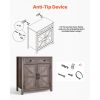 Farmhouse Coffee Bar Cabinet with Barn Doors, Drawer & Adjustable Shelves