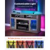 Modern LED Glass TV Stand with Adjustable Storage Shelves for TVs up to 65-Inch