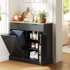 Farmhouse Hidden Trash Can Cabinet with Drawers, Spice Rack & Storage Shelves