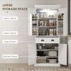 Tall Pantry Cabinet Kitchen Storage w/ LED Lights