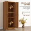 Kitchen Pantry Cabinet with Adjustable Shelves | Cinnamon Teak Wood Grain
