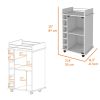 Multifunction Rolling Storage Cabinet with Glass Door & Cubbies