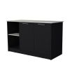 Large Kitchen Island with Storage Cabinets & Open Shelves – Black & Onyx