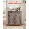 Farmhouse Coffee Bar Cabinet with Barn Doors, Drawer & Adjustable Shelves
