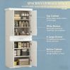 White Kitchen Pantry Cabinet with Adjustable Shelves & Storage Drawer