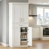 White Kitchen Pantry Cabinet with Adjustable Shelves & Storage Drawer