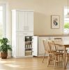 White Kitchen Pantry Cabinet with Adjustable Shelves & Storage Drawer