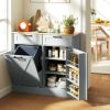 Farmhouse Hidden Trash Can Cabinet with Storage & Drawers