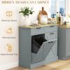 Farmhouse Hidden Trash Can Cabinet with Storage & Drawers