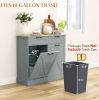 Farmhouse Hidden Trash Can Cabinet with Storage & Drawers