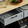 Farmhouse Hidden Trash Can Cabinet with Storage & Drawers