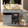 Farmhouse Hidden Trash Can Cabinet with Storage & Drawers