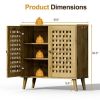 Rustic Basket Weave Storage Cabinet with Adjustable Shelves & Oak Legs