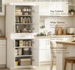 72" White Kitchen Pantry Storage Cabinet with Adjustable Shelves & Drawer