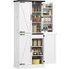 72" Farmhouse Kitchen Pantry Cabinet with Barn Doors & Adjustable Shelves