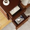 Walnut Nightstand / Side Table with Charging Station & 2 Storage Drawers