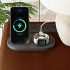 Walnut Nightstand / Side Table with Charging Station & 2 Storage Drawers