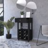 Black Wine Storage Cabinet with 12 Bottle Cubbies and Open Shelf