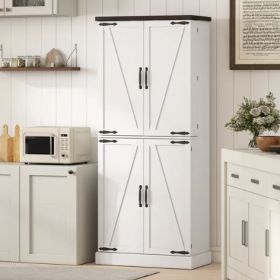 72" Farmhouse Kitchen Pantry Cabinet with Door Shelves & Drawer