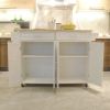 54-Inch Rolling Kitchen Island Cart with Storage & Rubber Wood Top