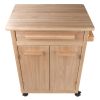 Hackett Kitchen Cart with Storage Cabinet, Drawer & Rolling Casters