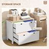 2-Drawer Lateral File Cabinet with Lock, Adjustable Hanging Bars, White & Oak