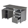 Grey Computer Desk with Storage Cabinet, File Drawer & Keyboard Tray