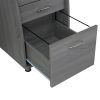Grey Computer Desk with Storage Cabinet, File Drawer & Keyboard Tray