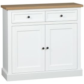 White Sideboard Buffet Cabinet with 2 Storage Drawers 2 Door Kitchen Cabinet for Living Room Entryway