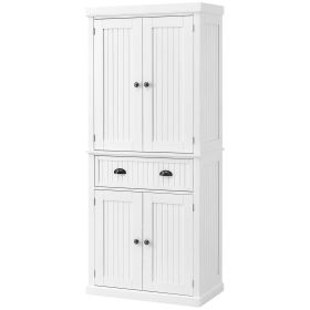 72" Farmhouse Kitchen Pantry Cabinet with Drawer & Adjustable Shelves