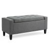 Linen Storage Ottoman Bench with Lift-Top Storage, Gray