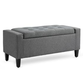 Linen Storage Ottoman Bench with Lift-Top Storage, Gray