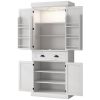 Tall Pantry Cabinet Kitchen Storage w/ LED Lights