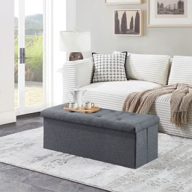 43" Folding Storage Ottoman Bench with Hidden Storage