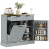 Farmhouse Hidden Trash Can Cabinet with Storage & Drawers