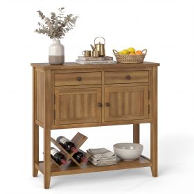 Mid-Century Wood Sideboard Buffet Cabinet with Drawers and Storage
