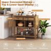 Mid-Century Wood Sideboard Buffet Cabinet with Drawers and Storage