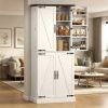 72" Farmhouse Kitchen Pantry Cabinet with Barn Doors & Adjustable Shelves
