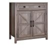 Farmhouse Coffee Bar Cabinet with Barn Doors, Drawer & Adjustable Shelves