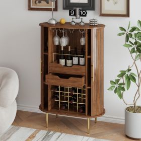 Farmhouse Bar Cabinet with Wine Rack, 12-Bottle Multi-Functional Wine Bar Station for Living Room and Kitchen