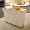 54-Inch Rolling Kitchen Island Cart with Storage & Rubber Wood Top