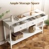 White Console Table with 3 Drawers