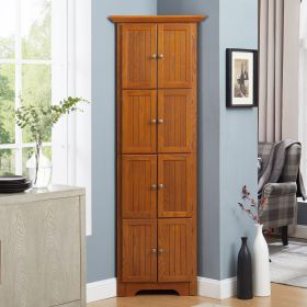 4-Tier 72" Corner Kitchen Pantry Storage Cabinet with 8 Doors Tall Storage Cabinet, Corner Cabinet and Shelves