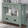 Vintage Console Table with 4 Drawers & Open Shelf – Solid Wood Entryway Storage Table