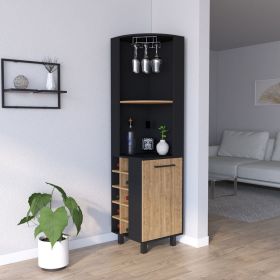 Cleveland Corner Bar Cabinet with Wine Storage and Shelving