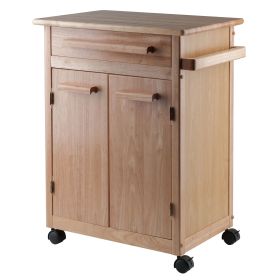 Hackett Kitchen Cart with Storage Cabinet, Drawer & Rolling Casters