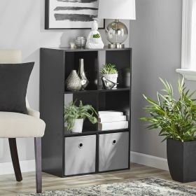 6-Cube Storage Organizer Bookcase with Open & Closed Back Shelves