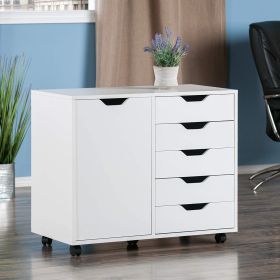 Winsome Wood Halifax 5-Drawer Storage Cabinet with Side Cabinet, White